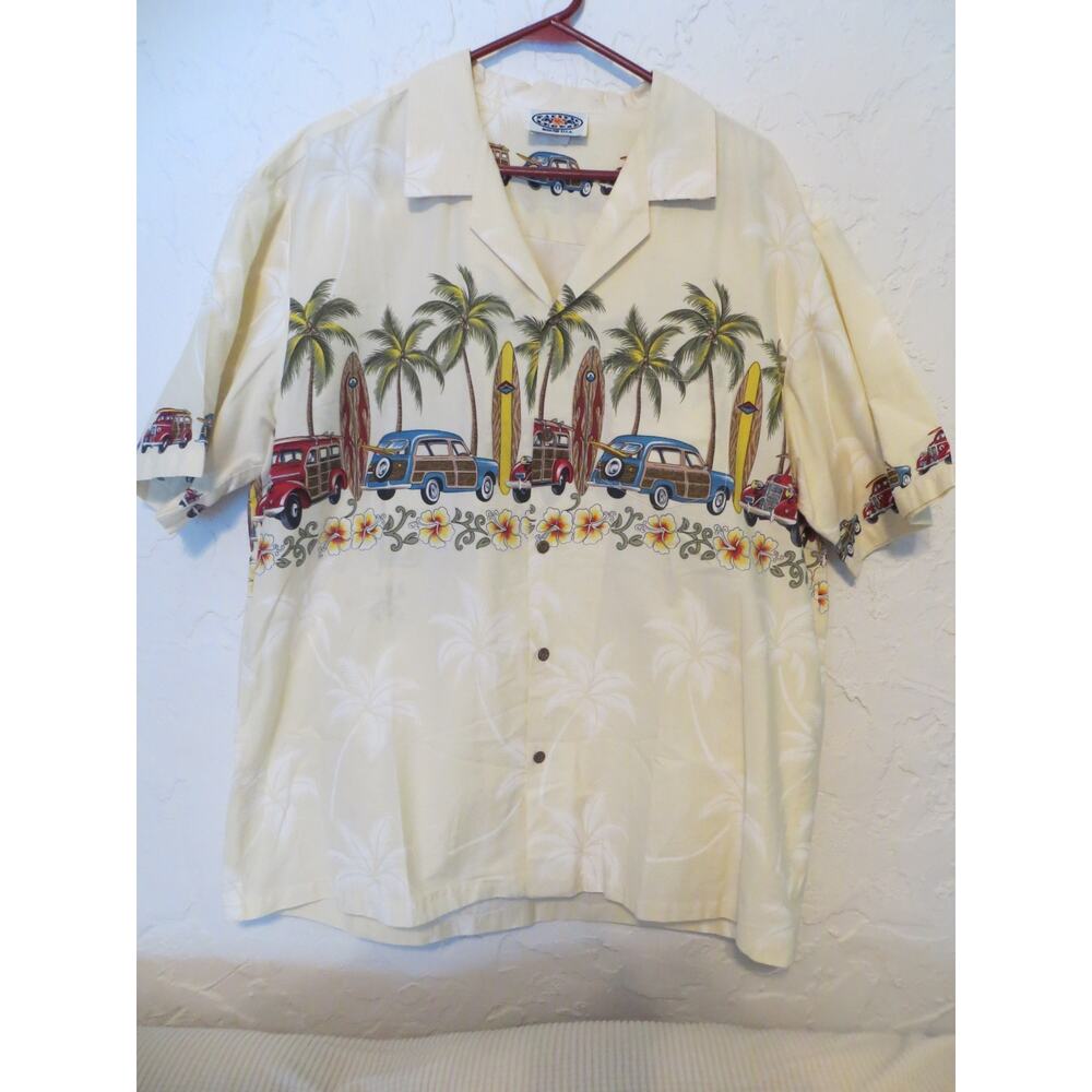 Pacific Legend Classic Car Hawaiian Style Shirt Men Size 2X